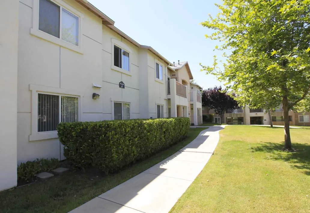 A view of Belcourt Apartments exterior walkways